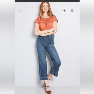 Modcloth I’m  Boxy Linen-Blend Blouse XXS NWT